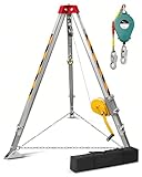 FITHOIST Confined Space Tripod Kit, 1200 Lbs Lift Winch Confined Space Rescue Tripod, 4.4' to 7' Adjustable Legs,Rescue Tripod Lifting Hoist with 32.8 ft Fall Protection,Traditional Confined Spaces