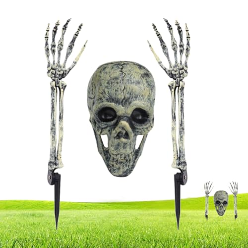 Dreuhuing Decoración de esqueleto de Halloween, decoración de esqueleto al aire libre | Realista para casa embrujada, jardín, puerta delantera, valla, camino, césped