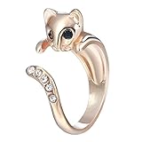Cat Lovers Kitty Rings Silver-tone, Black, and Gold-tone, Swarvoski Crystal Eyes & Tail Jewelry