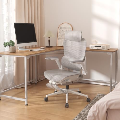 Image of SIHOO B300 PRO Ergonomic Office Chair with Footrest, 300 LBS, Grey | Adjustable Mesh Desk Chair, 4-Directional Lumbar & Adjustable Backrest, 6D Armrests, Swivel Computer Chair for Long Hours