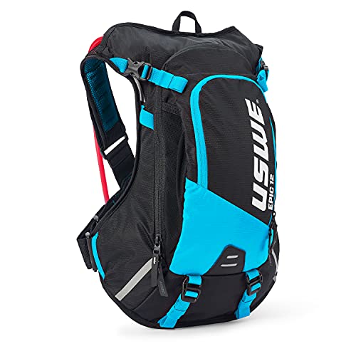 USWE New MTB Hydration Pack 12L - for Cycling, Mountain Biking, E-MTB and Gravel Riding, with 3.0L/ 100oz Water Bladder, Black-Blue USWE New MTB Hydration Pack 12L - for Cycling, Mountain Biking, E-MTB and Gravel Riding, with 3.0L/ 100oz Water Bladder, Black-Blue