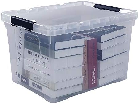 Sandmovie 4-Pack 45 L Large Clear Storage Box, Plastic Storage Latch Box