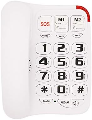 Picture Phone for Seniors, HePesTer P-45 Amplified Big Button Landline Phone for Seniors Picture Care Assist Phone Corded with One-Touch Speed Dial Memory Protection Wall Mountable Elderly Telephone