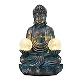 Afirst 10.5'' Meditating Buddha Garden Statues Solar Buddha Sculpture Decor with...