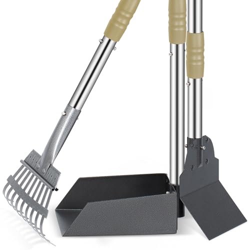 Heeyoo Dog Pooper Scooper, Pet Waste Removal Scoop with Long Adjustable Sectional Stainless Handles