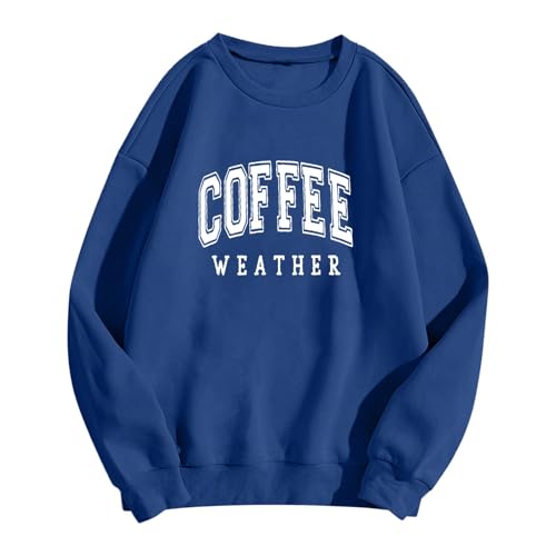 Sweat-shirt pour femme à col rond fini le vêtement serré avec ce pull ample bleu