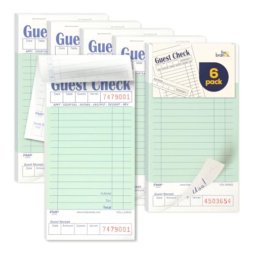 FMP Brands Guest Checks Pads 6 Pack 300 Orders, Server...