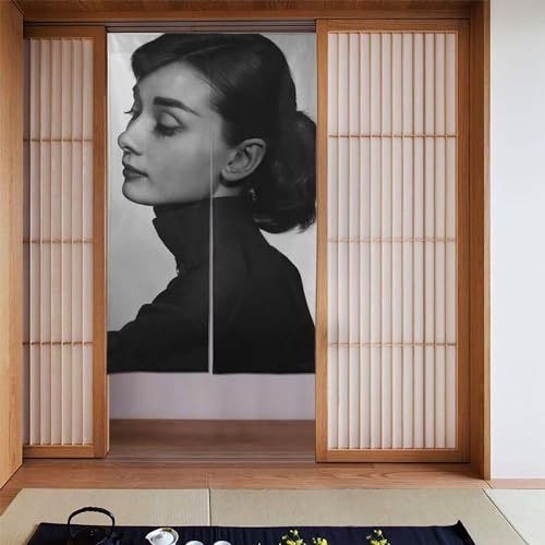 のれん 間仕切り Audrey Hepburn オードリー・ヘップバーン ドアカーテン 目隠し 開運のれん 遮光のれん 暖簾 玄関 おしゃれ 飾り 階段カーテン 出入り口 断熱防寒 リビング 洗面所 台所 風呂 和室 居酒屋 飲食店 パーテーション 部屋飾