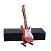 Dselvgvu Wooden Miniature Electric Guitar with Stand and Case Mini Musical Instrument Electric Guitar Replica Collectible Figurines Model Home Decoration Display Ornament (Red, 5.49"x1.76"x0.48")