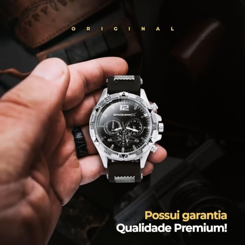 Relogio masculino prateado black piano casual borracha grande + pulseira e cordão prata grumet inoxi