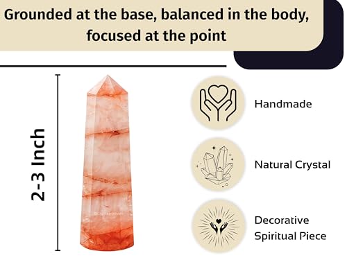 Image of Crystal Heaven Certified Red Hematoid Quartz Tower Obelisk Point For Chakra, Healing And Balancing - Aaa Grade Original Certified Gemstone Agate For Reiki Meditation Yoga Spiritual (2-3 Inches)
