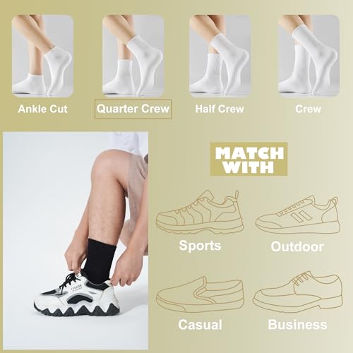 Mens Athletic Cotton Quarter Crew Socks Light Weight Moisture Wicking Odor Control Sports Socks for Men 5 Pairs4