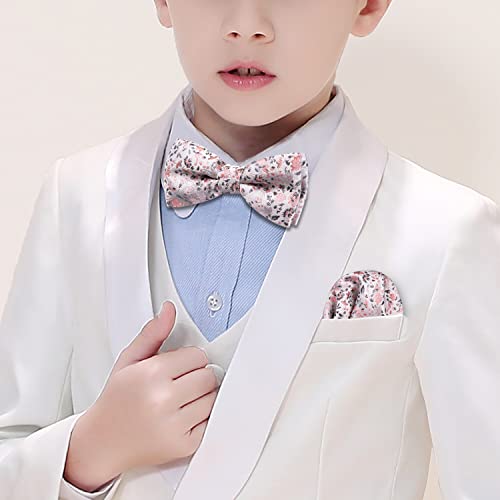 Barry.Wang Pajarita de seda preatada para niños, pajarita de cachemira, pañuelo para cumpleaños, boda, fiesta, banquete formal, rosa, Talla única