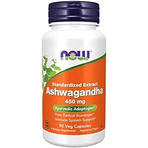 NOW Supplements, Ashwagandha (Withania somnifera) 450 mg (Standardized Extract), 90 Veg Capsules