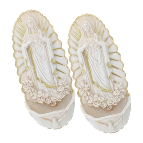 Amosfun Bénitier Mural en Céramique Guadalupe 2 Pièces Décor Catholique Ornement D'entrée Symbole Première Communion Décoration Murale D’église pour Maison et Lieu de Culte