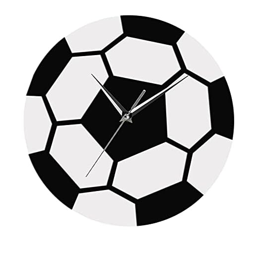 wffmx Fotboll svartvit fotboll tid väggklocka enkel modern väggklocka sportrum fotboll boll väggdekor fotboll fans gåva rolig present – 30 x 30 cm