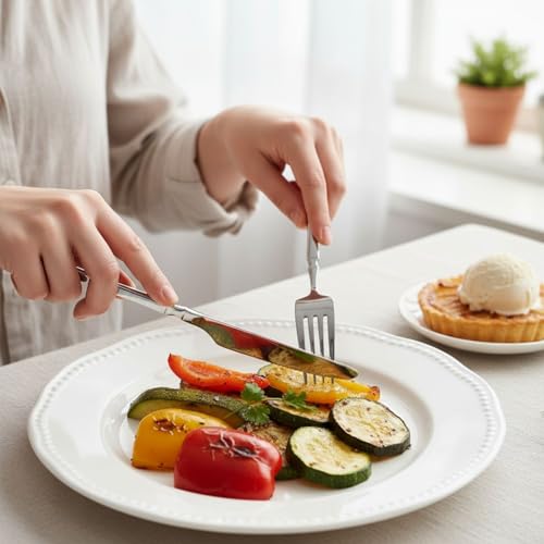 Image of Elegant Handle Silver 15 Pcs Heavy Duty Stainless Steel Cutlery Set for Dining Table (3 pcs Spoon Set+3 pcs Forks Set+3 pcs Butter Knife+3 pcs Dessert Spoon+ 3 Pcs Fuit Fork for Kitchen)