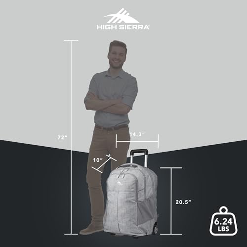 High Sierra Powerglide Pro Wheeled Daypack Backpack with 360 Degree Reflectivity, Telescoping Handle, Dual Side Pockets, and Laptop Sleeve, Fits Most 15.6" Laptops, 40L, Silver Heather by High Sierra - Image 2