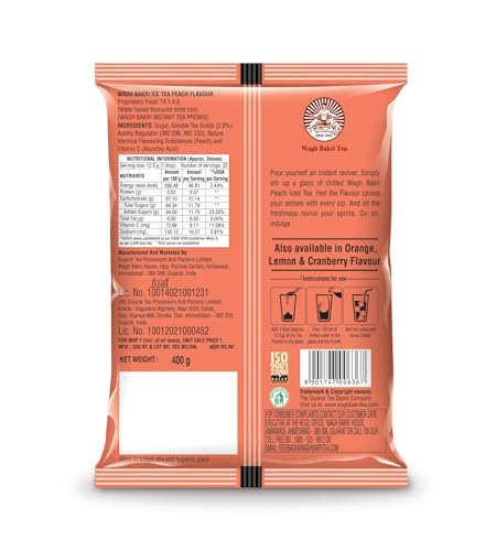 Image of Wagh Bakri Iced Tea | Instant Ice Tea Powder | Assam Blend | Classy Summer Drink | Refreshing Summer Drink | No Preservatives | Enriched with Vitamin C | Easy to Make | Peach Flavour | 400 g