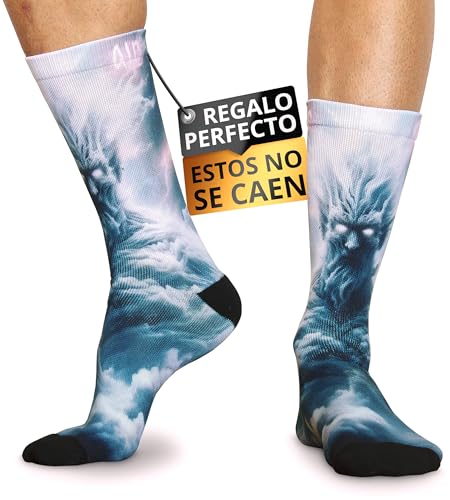 Calcetines Frikis Hombre Mujer Elemento Aire Diseño Original Impresión 360º Alta Definición Cosplay Gamer Geek Fantasía Épica Ropa Divertida Regalo Cumpleaños Navidad Edición Limitada - Talla 36-40