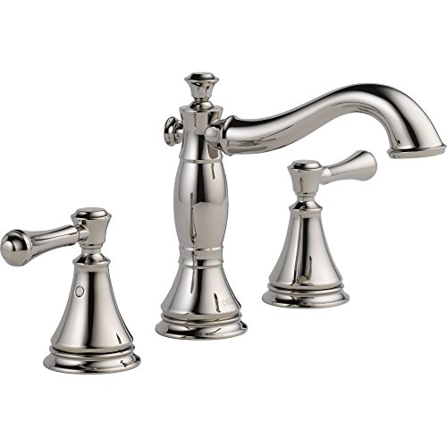 Faucet Cassidy Widespread Bathroom Faucet 3 Hole, Bathroom Sink Faucet, Metal Drain Assembly, Polished Nickel - Delta 3597LF-PNMPU