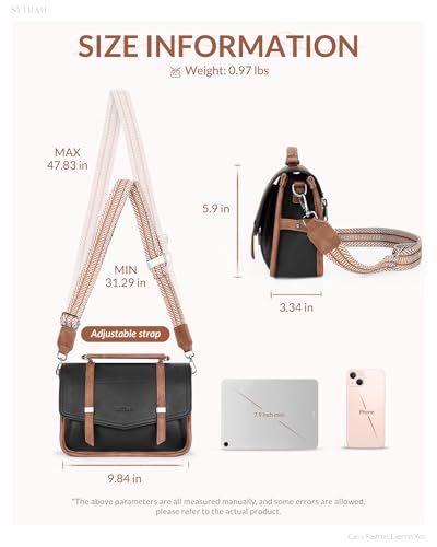 Crossbody Bag for Women, Crossbody Purse Messenger Bag with Wide Strap, Lightweight Travel Shoulder Bag Purse for Dailywear Travel Work, Black Brown3