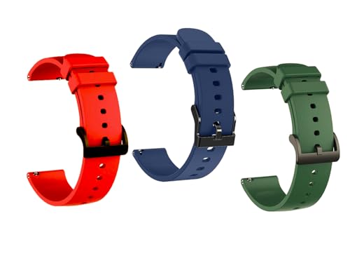 Image of IIK COLLECTION 22mm Silicone Strap for Smart Watches | Combo Pack Compatible With Noise, Fireboltt, Boat Xtend, Pebble, Boat Flash, Noise Color Fit, Ultra Smart Watch & All Watches