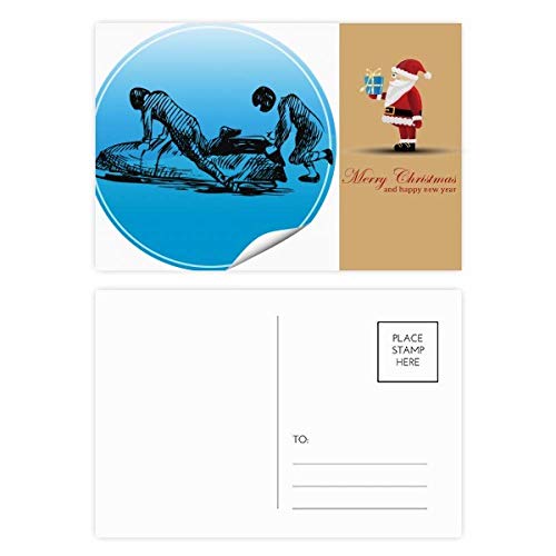 Skis et bottes du Père Noël sur cartes postales pour vos vacances