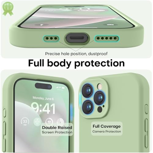 Image of LOVE 3000 Designed for iPhone 16 Pro Max Case, Premium Silicone with [Soft Anti-Scratch Microfiber Lining] Shockproof Protective Phone Case for Men Women Girls 6.9 inch, Matcha