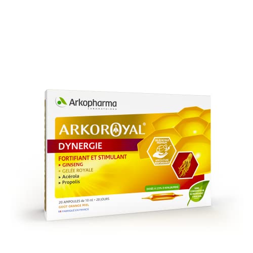 Arkoroyal® Dynergie - Complément alimentaire booster d'énergie - Ginseng, Gelée Royale, Propolis - 20 ampoules de 10 ml Cover