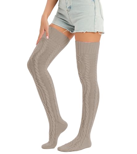 Image of Sexybody Women's Thigh High Socks Over the Knee Knit Socks, Winter Leg Warmers Stockings Knee High Tube Arctic Fleece