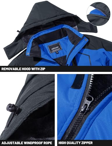 TACVASEN TACVASEN Herren Wintermantel Thermo Innenfutter Übergangsjacke Outdoor Wanderjacke Atmungsaktiv mit Taschen, Blau, L - Zusatzansicht 4 | TV | Video | Foto