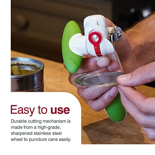 Zyliss Lock N' Lift Can Opener - Manual Can Opener With Built-In Magnet - Safety Can Opener With Stainless Steel Wheel - Handheld Kitchen Tool & Gadget - Green, 7.5" #TOP3