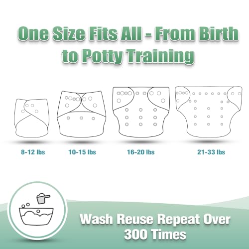 Image of Wegreeco Cloth Diapers 6 Pack with Inserts & Wet Bag, Washable Reusable Diapers for Babies, One Size Adjustable (Checkered)