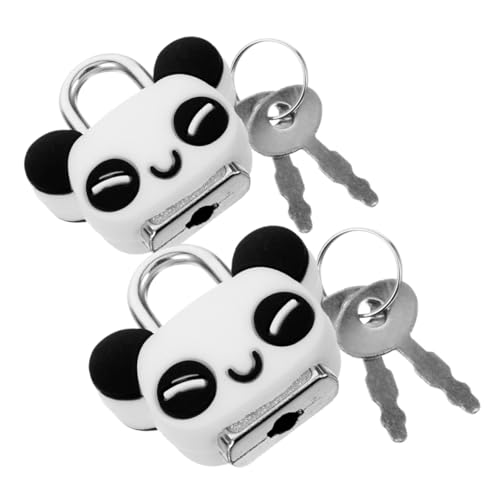 KOCKSHION 2個 ミニパンダ型南京錠 鍵付き 小型軽量で携帯便利 家用ロッカーや宝箱 日記帳 ジュエリーボックスのセキュリティに