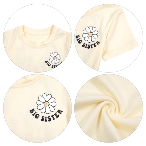 Image of LOTUCY Big Sister Shirt for Toddler Girls Cool Big Sis Club Tshirt Promoted to Big Sister Announcement Outfits