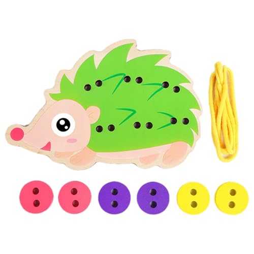 Pratique d'attache de chaussures, pratique d'attache de chaussures pour | Jouets éducatifs interactifs en forme de hérisson - Jouets éducatifs en bois de pratique de corde pour les filles de garçons d