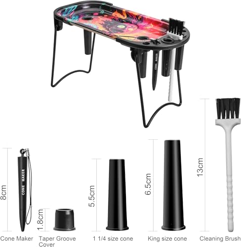 Metall-Rolltablett mit Kegellader für King Size & 1 1/4 Größe, vorgerollte Kegel, Vorrollmaschine, faltbarer Standkegelfüller mit Bürste und Platzierungsgerät