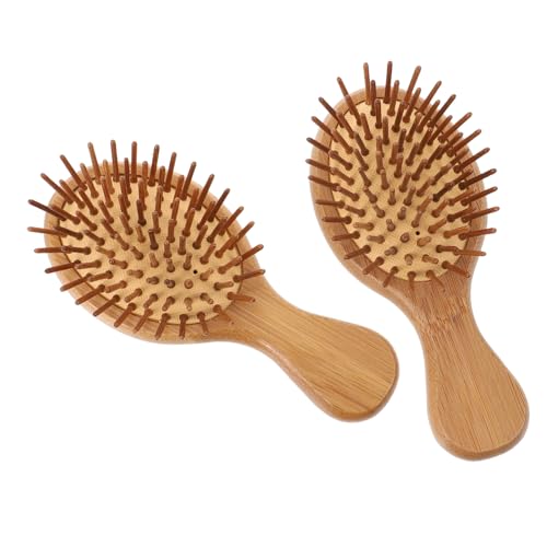 Ipetboom 2 Uds Peine De Bambú Cepillo Para El Cabello Dedo Masajeador Facial Cepillo Seco Para Desenredar Al Aire Libre Cepillo De Cerdas De Jabalí Productos Para El Cabello Frizz Guantes