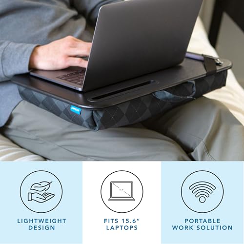 Image of LAPGEAR Designer Lap Desk - Gray Argyle, 2-Pack with Storage Basket