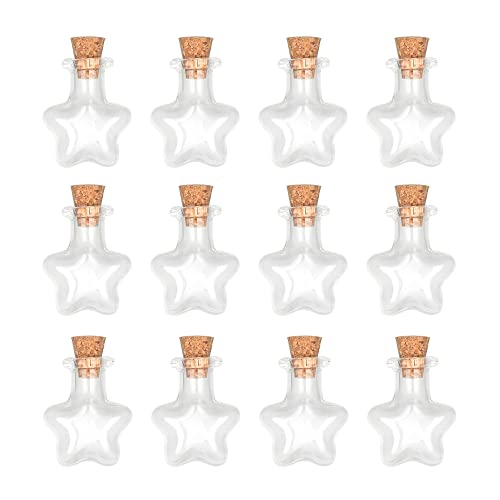 Magic Season Tiny Decorative Glass Bottles 12 Pcs (Tiny Five-Pointed Star Bottles)
