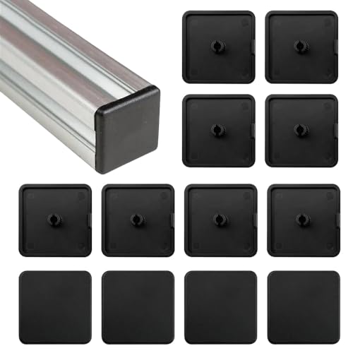 Azlanway End caps for aluminium profile, 12 plastic cover caps, black, square tube plugs, protective caps, profile ends for aluminium profiles, furniture frames, constructions, workshop