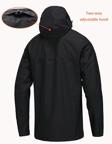 Image of NORDIC OUTLAND Mens Lightweight Hooded Waterproof Rain Jacket Breathable Raincoat Shell for Outdoor Mountain Hiking