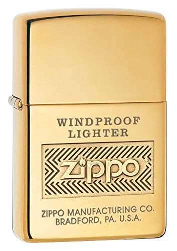 Encendedor Zippo Windproof Logo Latón Brillante 81165 miniatura 1