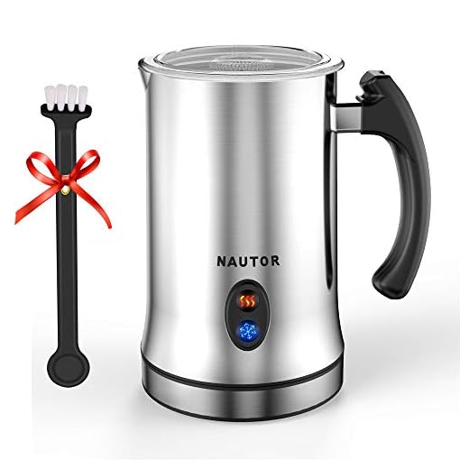 Milk Frother, Electric Milk Frother with Hot or Cold Functionality, Foam Maker, Silver Stainless Steel, Automatic Milk Frother and Warmer for Coffee, Cappuccino and Matcha
