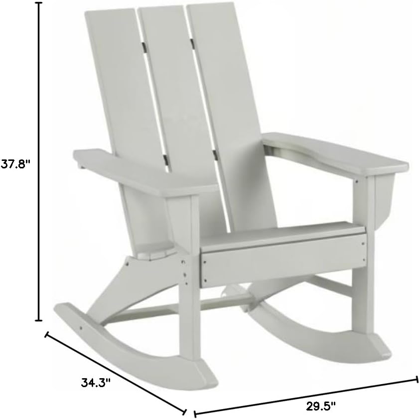 WO WESTIN OUTDOOR HDPE Shoreside Modern Rocking Poly Adirondack Chair (Set of 4),Sand