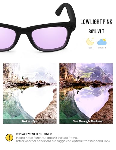 Image of BLAZERBUCK Photochromic Replacement Lenses Compatible with Ray-Ban Meta Wayfarer RW4006 | RW4012 (Gen 2) 50mm Smart Glasses
