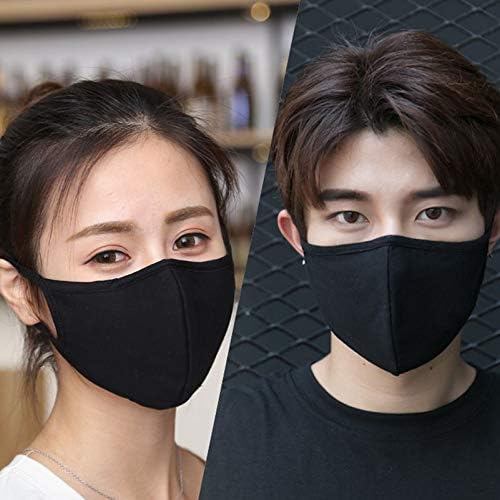 2 Pack Black Face Mask, Adjustable Cloth Masks Adult Face Masks with Nose Wire Unisex Washable Reusable Warm for Women Men Youth