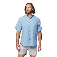 Chemise Columbia PFG Homme - Large, Bleu, Omni-Shade, Manches Courtes - Occasion TB