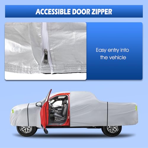 Image of Truck Cover Waterproof All Weather, 6 Layers Pickup Cover Fit for Ford F150, Chevrolet Silverado, Gmc Sierra, Ram 1500, Tundra (T3 Fit Truck Length Up to 240 inch), Silver